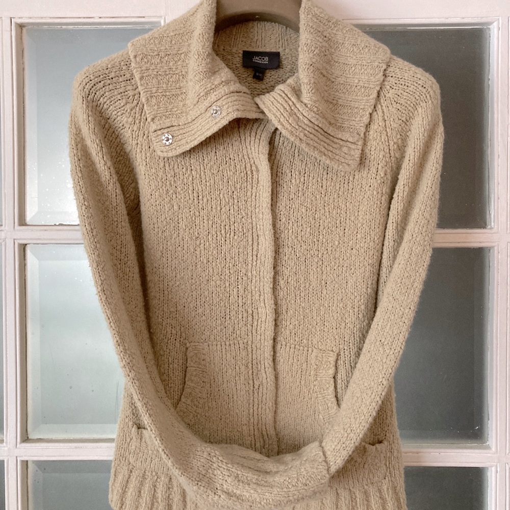 ❌SOLD❌MED•JACOB CONNEXION•WOOL BLEND SANDY BEIGE CARDIGAN• - Picture 5 of 9